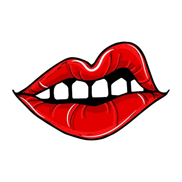 Open female mouth with red lips. Womens lips isolated on a white background. Vector illustration of sexy lips. — Stock Vector