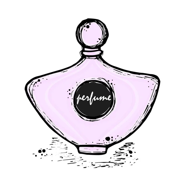 Een fles parfum voor meisjes, vrouwen. Mode en schoonheid, trend, aroma. — Stockvector