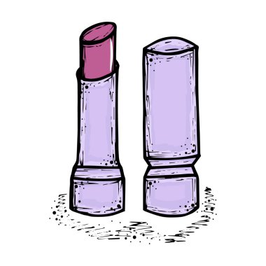 Pembe el kadın ruj çekilmiş. Moda ve güzellik trend. Kroki çizim.