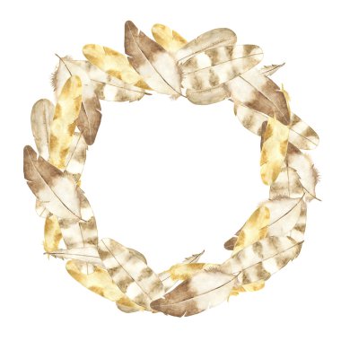 Beyaz arka plan üzerinde izole suluboya tüy çerçeve