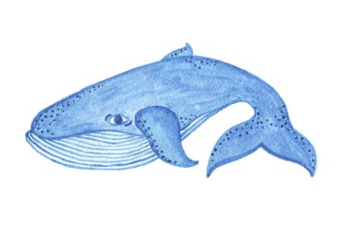 Suluboya mavi balina nesne, karikatür tarzı