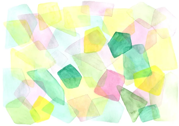Sulu Boya geometrik arka plan şeffaf renkli çokgenler ile el çekilmiş — Stok fotoğraf