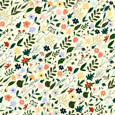 Güzel elli, pürüzsüz desen çizilmiş mor çiçekler ve yapraklar.