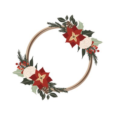 Noel kış çiçekleri, kırmızı ve beyaz güller, noktalı çiçekler.