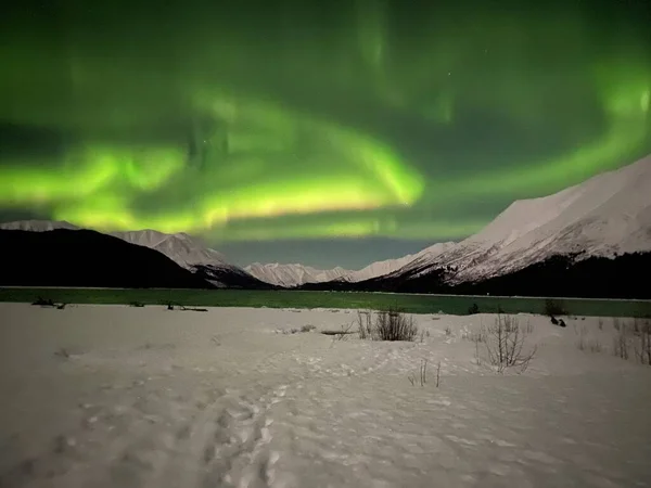 Brilliant Northern Lights Green White — Stock Photo, Image