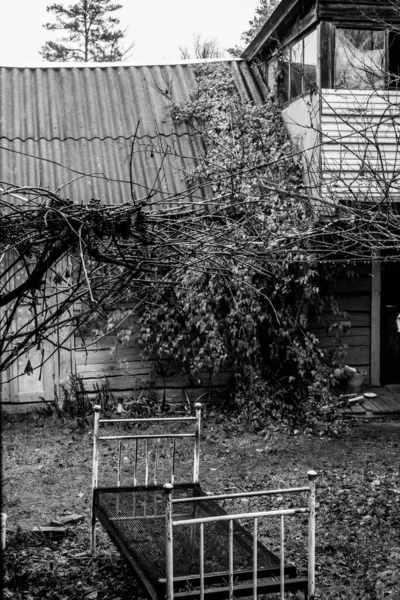 Very Old House Abandoned House Old Courtyard Vintage View Window — Stock Photo, Image