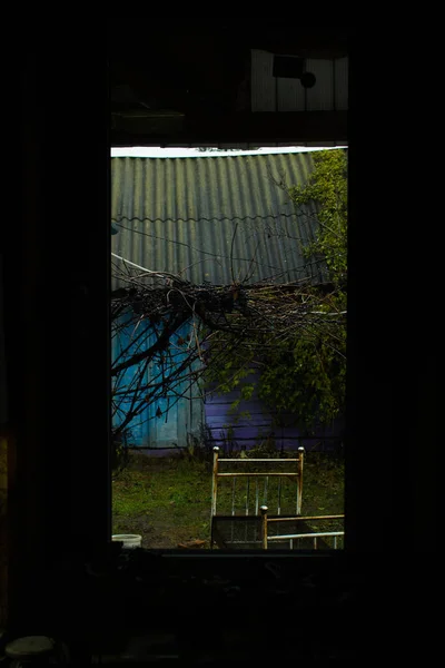 Very Old House Abandoned House Old Courtyard Vintage View Window — Stock Photo, Image