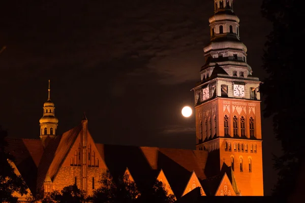 Piękny Kościół Księżyc Piękna Architektura Nocna Scena Kontekst — Zdjęcie stockowe
