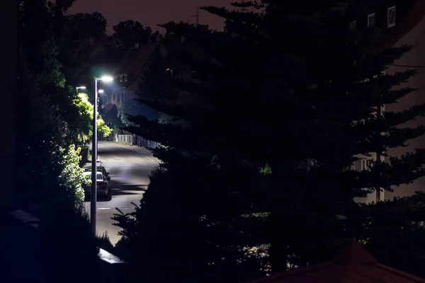 Gyönyörű Éjszakai Táj Kilátás Ablakból Gyönyörű Este Városban Háttér — Stock Fotó
