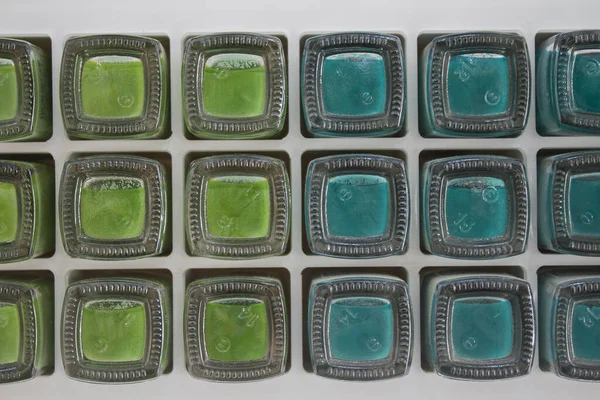Conjunto Verniz Unhas Azul Verde — Fotografia de Stock