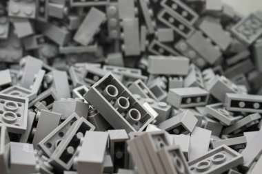 Tam ekran ile kaplı gri plastik lego bloklarını kapat