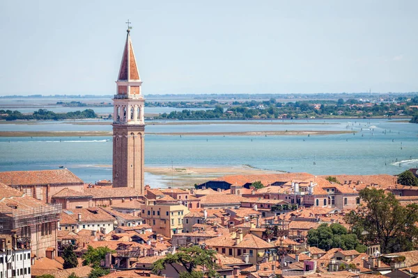 Venedik, İtalya, 07.04.2019: St Mark 's Campanile' den panoramik manzara