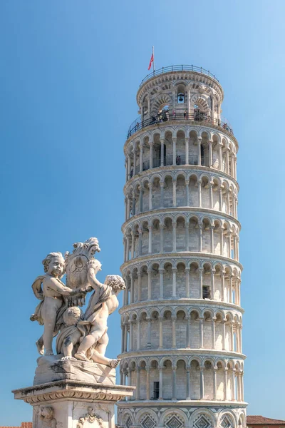 Pisa Talya Haziran 2019 Eğik Pisa Kulesi Heykel Detayları — Stok fotoğraf