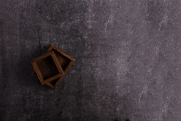 Dos Cajas Comida Madera Sobre Fondo Oscuro Hay Lugar Para — Foto de Stock