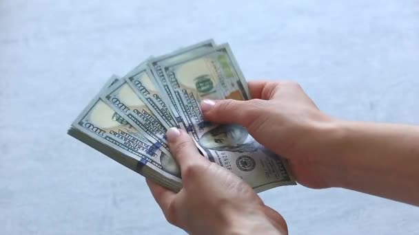 Großaufnahme Hände Die Geld Zählen Amerikanische Dollar Geld Zählen Amerikanische — Stockvideo