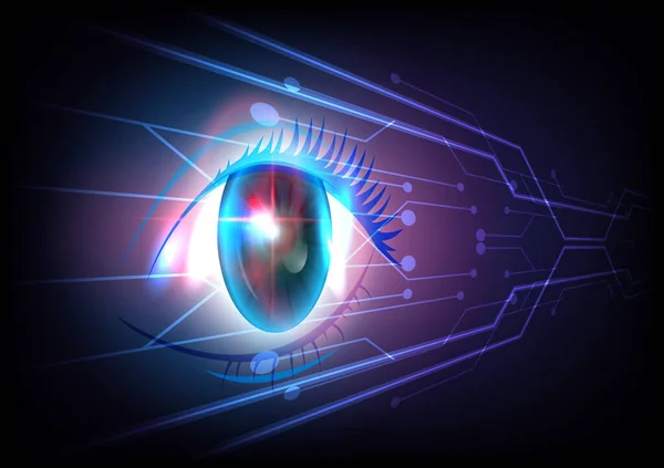 Bezpečnostní Bezpečnostní Koncepce Perspektiva Zářící Eye Technology Futuristic Digital Background — Stockový vektor