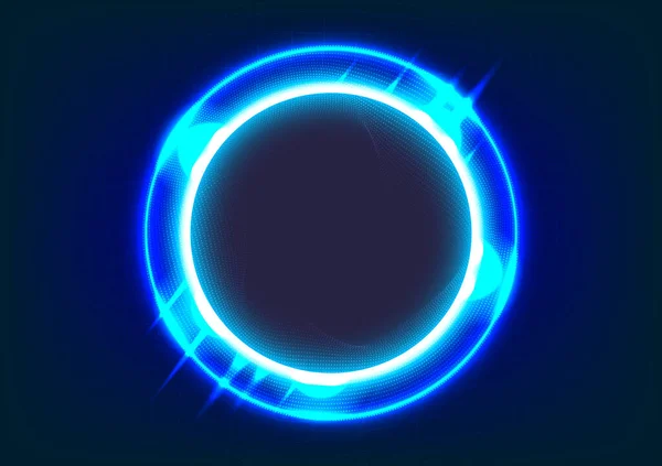 Fondo Futurista Abstracto Efectos Luz Azul Sobre Marcador Posición Redondo — Vector de stock