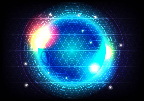 Futuristic Sci Glowing Hud Circle Sphere Blue Red Light Effect — Stock Vector