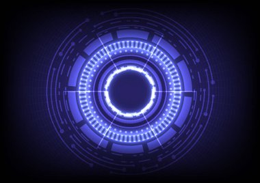 Bilgisayar verisi elemanı. Dijital bilgi grafiği. Soyut hologram yüksek teknoloji geçmişi. Sanal gerçeklik teknolojisi elektrikli yenilik. Baş ekran arayüzü. Gelecekçi bilimkurgu parlayan HUD devresi