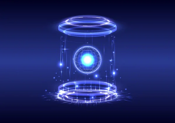 Portál Hologram Vědy Futuristické Sci Digitální Tech Zářivém Hud Projektoru — Stockový vektor