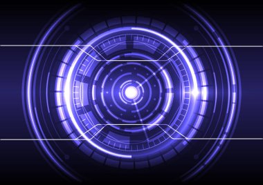 Fütürist bilimkurgu parlayan HUD elementi. Soyut yüksek teknoloji parçacık arkaplanı. Hologram ve baş ekran arayüzü. Sanal gerçeklik teknolojisi bağlantısı. Infographic bilgisayar mühendisliği