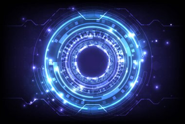 Fütürist bilimkurgu parlayan HUD elementi. Soyut mühendis yüksek teknoloji geçmişi. Baş ekran arayüzünün veri bilgisayarı. Sanal gerçeklik teknolojisi yenilik ekranı