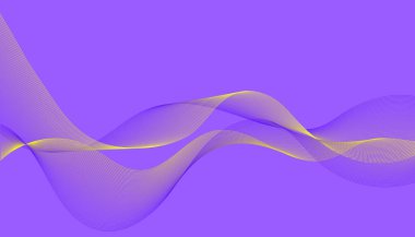 Mor arkaplanda parlak sarı-mavi dalgalı çizgiler Futuristik tasarım illüstrasyon teknolojisi. Vektör grafikleri. Sıçrama ekranı, şablon, kapak, kartvizit, pankart, düzen ve daha fazlası için kullanabilirsiniz..
