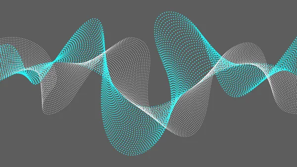 Abstrakter Grauer Hintergrund Eine Wellenförmige Linie Aus Weißen Und Türkisfarbenen — Stockvektor