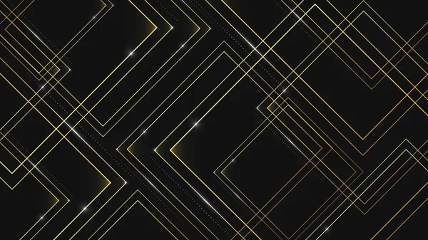 Dark Background Lozenges Golden Outline Abstract Background Geometry Vector Graphics — Διανυσματικό Αρχείο