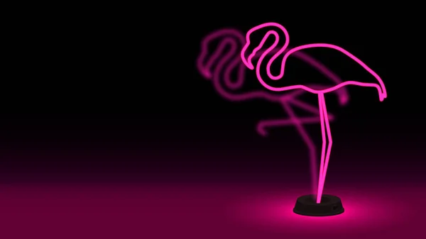 Lámpara Neón Color Rosa Sobre Fondo Oscuro Flamingo Antecedentes Gráficos — Archivo Imágenes Vectoriales