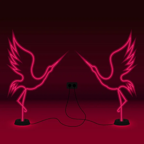 Masada iki neon lamba var. Turnalar pembe renktedir. Vektör çizimi. Soyutlama. Kapağın, ekran koruyucunun, kitap tasarımının, posterin, el ilanının, CD kapağının, web sayfasının vs. tasarımında kullanılabilir..