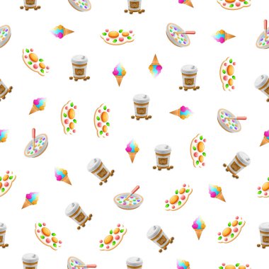 Kusursuz Desensiz Şekil Soyut Elementler Fast Food Vector Tasarım Stili Çizim Arkaplanı