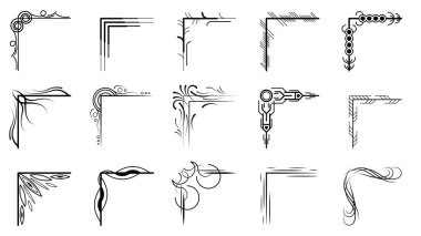 Set Hand Draw Of Corners Different Shapes Flower Decoration Vector Design Doodle Sketch Style For Wedding And Banner clipart