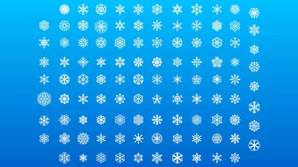 Set White Collection Linea Elementi Fiocco Neve Winter Design Vector — Vettoriale Stock