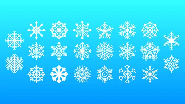 Set White Collection Line Snowflake Elements Winter Design Vector — Stock Vector