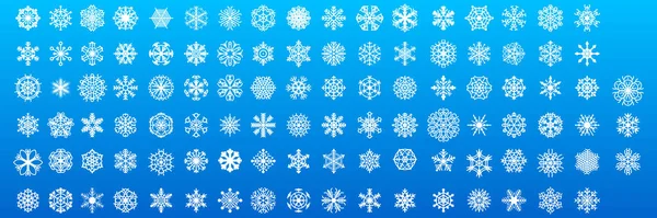 Set White Collection Linea Elementi Fiocco Neve Winter Design Vector — Vettoriale Stock