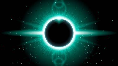 Güneş tutulması Turkuaz Ateş Arkaplan Vektör Ayı