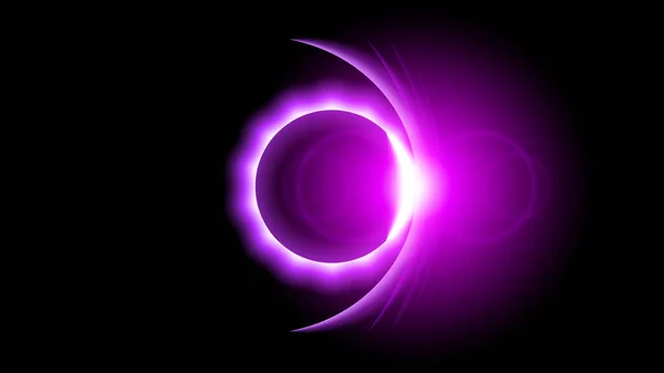 Soleil Eclipse Violet Feu Fond Foncé Vecteur Lune Design Style — Image vectorielle