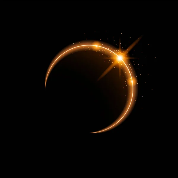 Sol Eclipse Naranja Fuego Fondo Oscuro Vector Luna Diseño Estilo — Vector de stock