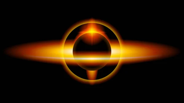 日蚀橙火暗背景矢量月球设计风格空间科学发光 — 图库矢量图片