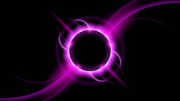 Sun Eclipse Lila Tűz Sötét Háttér Vektor Hold Design Stílus — Stock Vector