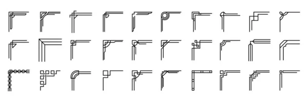 Dibujo Mano Del Sistema Esquinas Diferentes Formas Decoración Flor Vector — Archivo Imágenes Vectoriales