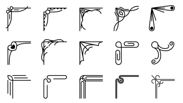 Farklı Köşelerin El Çizimini Ayarla Çiçek Dekorasyonu Vektör Tasarımı Düğün ve Sancak için Doodle Çizim Biçimi