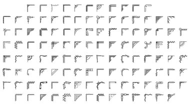 Farklı Köşelerin El Çizimini Ayarla Çiçek Dekorasyonu Vektör Tasarımı Düğün ve Sancak için Doodle Çizim Biçimi