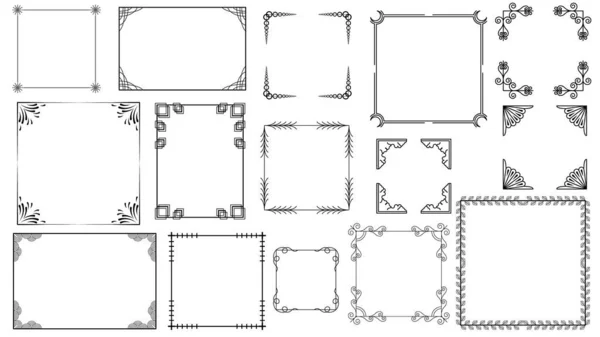 Siyah Basit Çizgi Çerçeve Koleksiyonunu Ayarla Doodle Meydanı Çiçek Çerçeve Elementleri Vektör Tasarım Tasarımı Tasarım Tasarımı Banner için Ayrı Resimlendirme