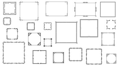 Siyah Basit Çizgi Çerçeve Koleksiyonunu Ayarla Doodle Meydanı Çiçek Çerçeve Elementleri Vektör Tasarım Tasarımı Tasarım Tasarımı Banner için Ayrı Resimlendirme