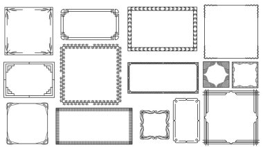 Siyah Basit Çizgi Çerçeve Koleksiyonunu Ayarla Doodle Meydanı Çiçek Çerçeve Elementleri Vektör Tasarım Tasarımı Tasarım Tasarımı Banner için Ayrı Resimlendirme