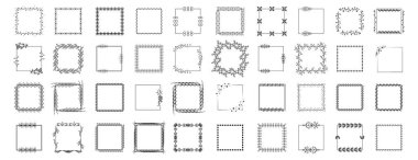 Siyah Basit Çizgi Çerçeve Koleksiyonunu Ayarla Doodle Meydanı Çiçek Çerçeve Elementleri Vektör Tasarım Tasarımı Tasarım Tasarımı Banner için Ayrı Resimlendirme