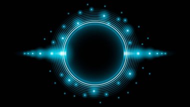 Güneş tutulması Mavi Renk Ateşi Kara Arkaplan Vektör Ay Tasarımı Stil Uzay Bilimi Işık Parlaması