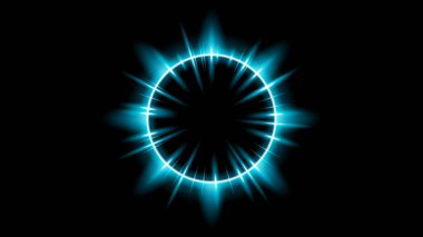 Güneş tutulması Mavi Renk Ateşi Kara Arkaplan Vektör Ay Tasarımı Stil Uzay Bilimi Işık Parlaması